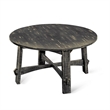 Rena Coffee Table- 36 Inch Round Top- Distressed Rustic Black Wood