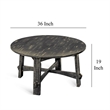 Rena Coffee Table- 36 Inch Round Top- Distressed Rustic Black Wood