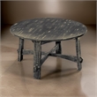 Rena Coffee Table- 36 Inch Round Top- Distressed Rustic Black Wood