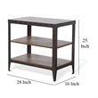 Ayka Chairside Table w 2 Shelf- Nailhead- 28 Inch Rectangular Brown