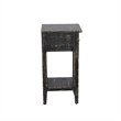 Rena Chairside Table w Drawer and Shelf- 14 Inch Black Mahogany Wood