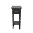 Rena Chairside Table w Drawer and Shelf- 14 Inch Black Mahogany Wood