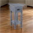 Rena Chairside Table with Drawer and Shelf- 14 Inch Blue Mahogany Wood