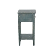 Rena Chairside Table- Drawer and Shelf- 14 Inch Green Mahogany Wood