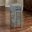 Rena Chairside Table- Drawer and Shelf- 14 Inch Green Mahogany Wood