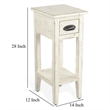 Rena Chairside Table- Drawer and Shelf- 14 Inch White Mahogany Wood