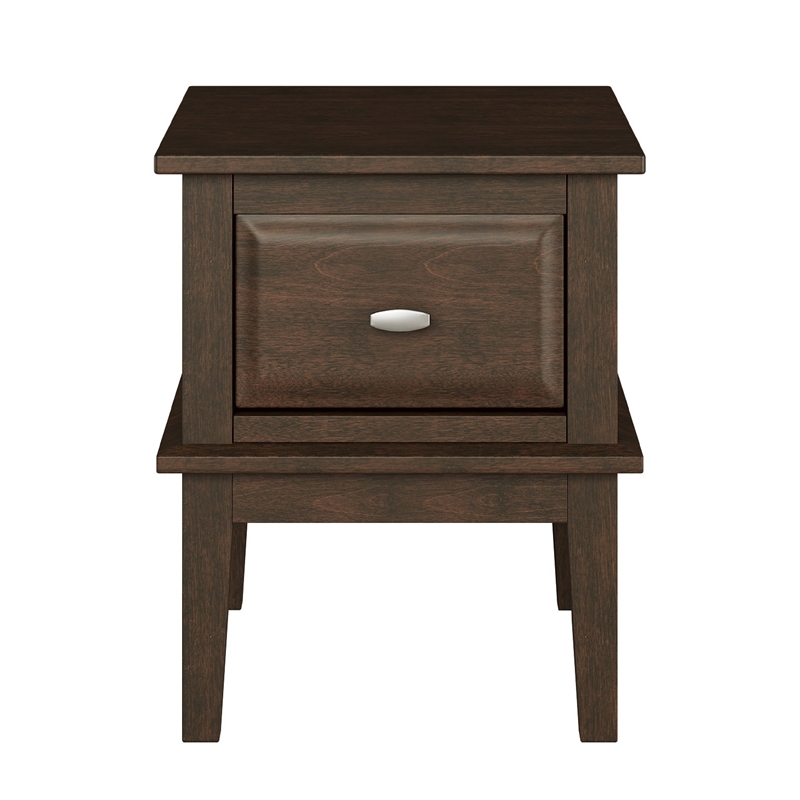 Minal End Table with 1 Drawer- Brown Cherry Birch Wood 24 Inch