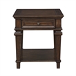 Tabby Side End Table with Drawer and Shelf- Brown Birch Wood 28 Inch