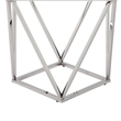 Allie End Table- White Sintered Stone- Silver Stainless Steel 21 Inch