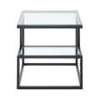 Elena End Table with 2-Tier Design- Glass Top and Shelf- Black Metal