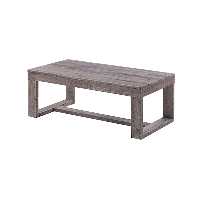 Knic Coffee Table- 48 Inch- Gray Rectangular Top- Double Pedestal Base