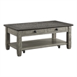 Rome 48 Inch Cocktail Table- 2 Drawers- Casters- Brown and Gray Solid Wood