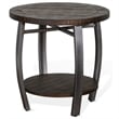 Flint Side End Table w Shelf- Barrel Shape- 24 Inch Dark Brown Round