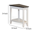 Orso Chairside Table- Shelf- 24 Inch Angled Brown Top- White Mahogany