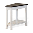Orso Chairside Table- Shelf- 24 Inch Angled Brown Top- White Mahogany