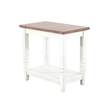 Dean Accent Side Table w Shelf- 26 Inch Rectangular Brown- White