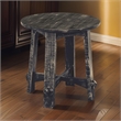 Rena Side End Table- X Legs- 24in Round- Distressed Rustic Black Wood