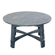 Rena Rustic Coffee Table- 36 Inch Round Top Distressed Ocean Blue Wood
