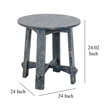 Rena Side End Table- 24 Inch Round Top- Rustic Distressed Blue Wood