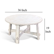 Rena Rustic Coffee Table- 36 Inch Round Top- Distressed White Wood