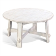 Rena Rustic Coffee Table- 36 Inch Round Top- Distressed White Wood