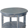 Rena Side End Table with 2 Shelves- 24 Inch Ocean Blue Mahogany Wood