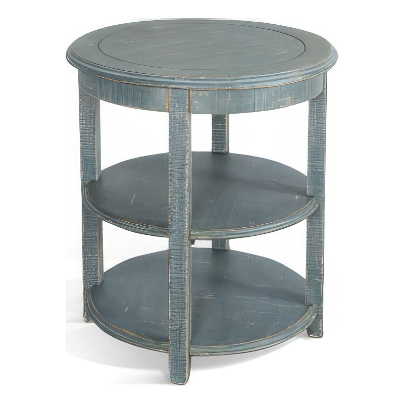 Rena Side End Table- 2 Shelves- 24 Inch Seagrass Green Mahogany Wood