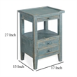 Rena Side End Table- 2 Drawers- Pull-Out Tray- 17 Inch Green Mahogany