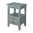 Rena Side End Table- 2 Drawers- Pull-Out Tray- 17 Inch Green Mahogany