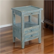 Rena Side End Table- 2 Drawers- Pull-Out Tray- 17 Inch Green Mahogany