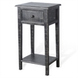 Rena Side End Table with 1 Drawer- 17 Inch Rustic Black Mahogany Wood