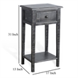 Rena Side End Table with 1 Drawer- 17 Inch Rustic Black Mahogany Wood