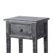 Rena Side End Table with 1 Drawer- 17 Inch Rustic Black Mahogany Wood