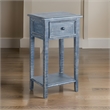 Rena Side End Table with 1 Drawer- 17 Inch Rustic Blue Mahogany Wood