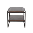 Lery End Table- Dark Brown Wood- Black Metal- Bottom Shelf- 24 Inch