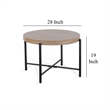Reena End Table- Light Brown Mahogany- Black Metal- Round 28 Inch