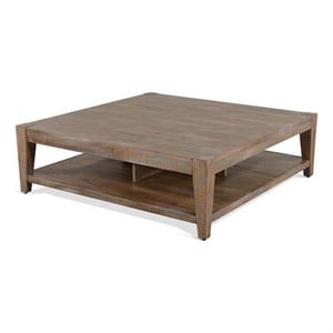 Lilly Coffee Table- 1 Shelf- Light Brown Mahogany- Square 48 Inch