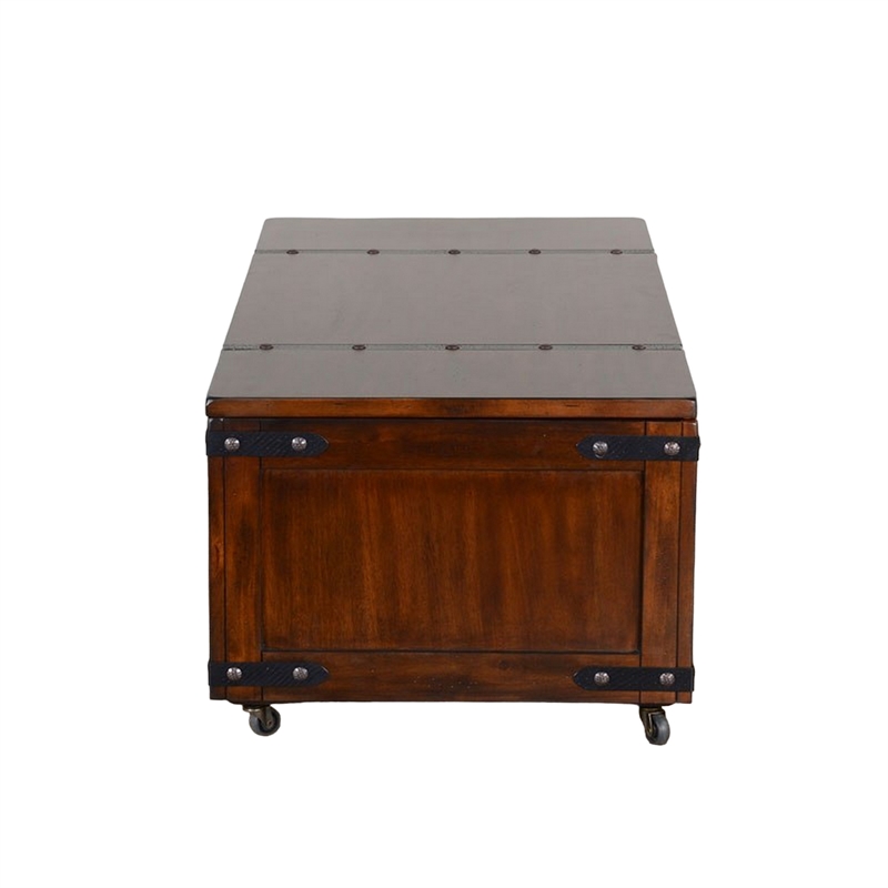 Odel Coffee Table- Dark Brown Mahogany Wood- Rectangular 48 Inch