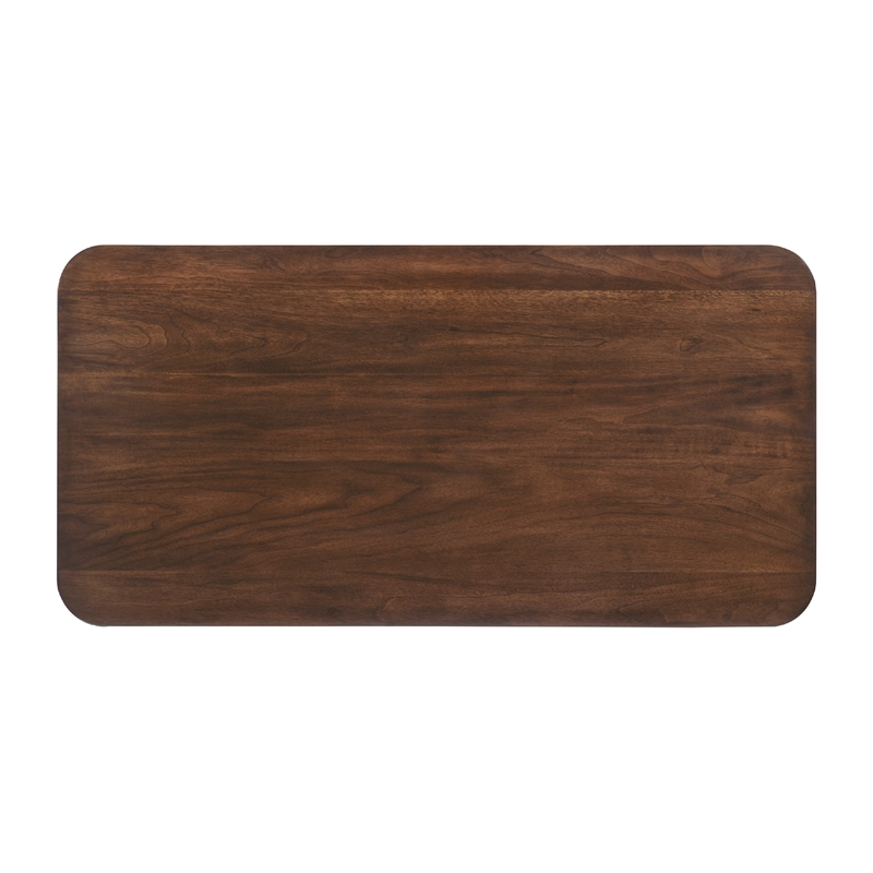 Manny Coffee Table- 2 Tambour Doors- A-Frame Walnut Brown 48 Inch