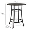 Flint Bar Height Table Round 42 Inch- Dark Brown Mahogany Wood n Metal