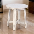 Rena Rustic Side End Table- X Legs- 24in Round- Distressed White Wood