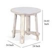 Rena Rustic Side End Table- X Legs- 24in Round- Distressed White Wood