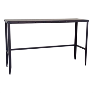 Ayka Sofa Bar Table w Nailhead Accent- 60 Inch Rectangular Brown Wood