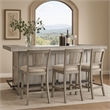 Zeka Freestanding Bar Table- Pull Out Tray- 80 Inch Top- Gray Wood