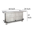 Zeka Freestanding Bar Table- Pull Out Tray- 80 Inch Top- Gray Wood