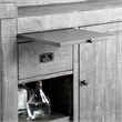 Zeka Freestanding Bar Table- Pull Out Tray- 80 Inch Top- Gray Wood