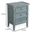 Rena Side End Table with 3 Drawers- 19 Inch Rustic Green Mahogany Wood