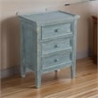 Rena Side End Table with 3 Drawers- 19 Inch Rustic Green Mahogany Wood