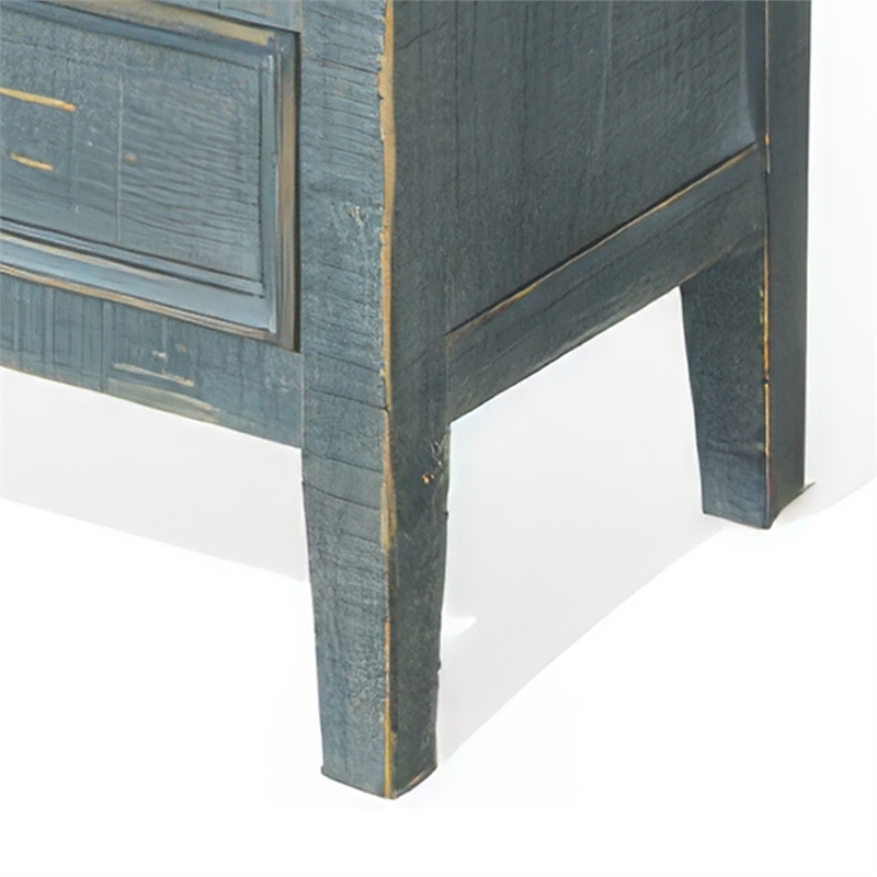 Rena Side End Table with 3 Drawers- 19 Inch Rustic Green Mahogany Wood