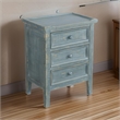 Rena Side End Table with 3 Drawers- 19 Inch Rustic Green Mahogany Wood